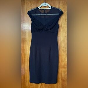 Black Midi Dress with Sheer Detail